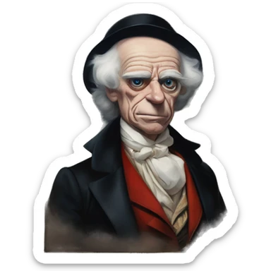 Uncle Scrooge in Dior Gucci Hermes leather straps, oil paint, mysterious eyes, intricate lips, masterpiece portrait , odd perspective, beautiful, desirable, logical sticker