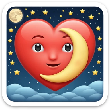 Heart and moon emoji sticker