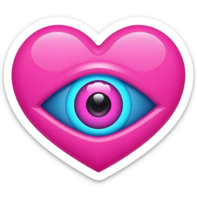 A pink neon heart with a eye in the center sticker