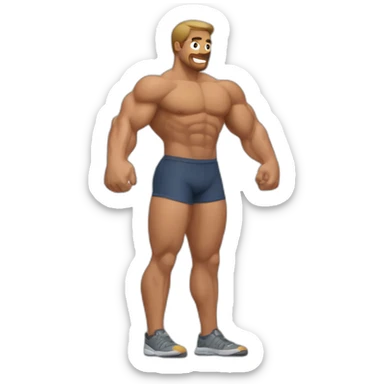 man's big quadriceps muscles sticker