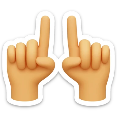 Emoji deux mains côte à côte formant un W, paumes face avant, index et majeur levés, style emoji 3D, fond transparent. sticker