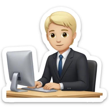 Blonde finance man working in exec on computer sticker