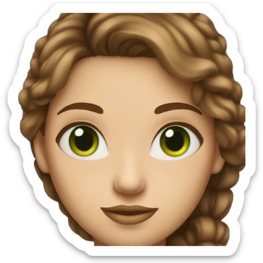 a brown-haired light-skinned woman with green eyes draws a picture sticker