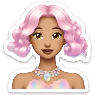 Dreamy pretty shiny colorful pastel lady pastelcore kawaii beautiful hair cottagecore jewels trending aesthetic sticker
