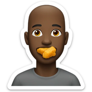 A black man eating nugget sticker