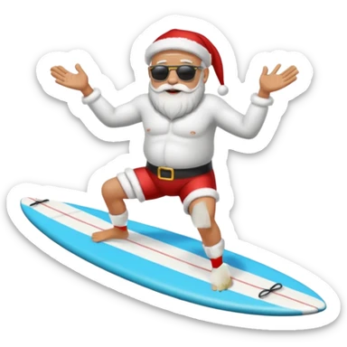 santa on a surfboard sticker