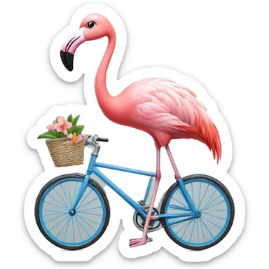 flamingo riding a bicycle sticker
