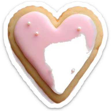 Heart shaped sugar cookie with baby pink icing with white pearl sprinkles  sticker