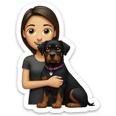 Brunette girl with Rottweiler  sticker