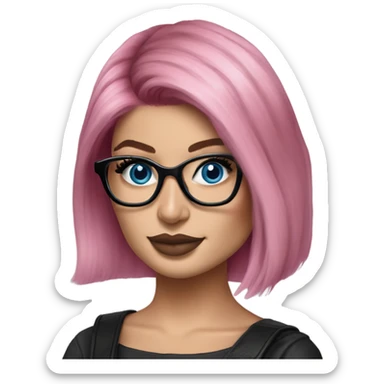Photo Realistic kylie jenner stylish pink hair BLUE eyes and glasses elegant  sticker