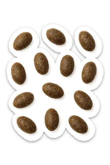 feci di animale a pallini viste dall'alto, isolate su sfondo bianco sticker