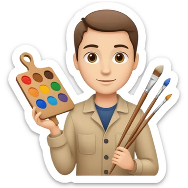 artist with palette and paintbrushes sticker