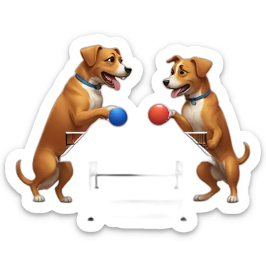 two dogs playing ping pong sticker