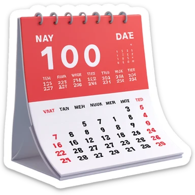 Apple-style 3D emoji icon of a calendar in perspective view, minimalistic design, only one centered date number, no month name, no weekday, no text or symbols other than the single number, realistic glossy material, soft depth, clean and detailed rendering sticker