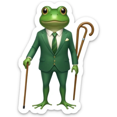 frog in a luxurious green suit, looking rich and confident sticker