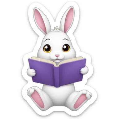 Bunny reading a book sticker