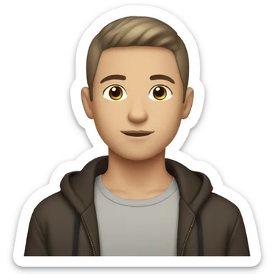 shaved brunette haired boy  sticker