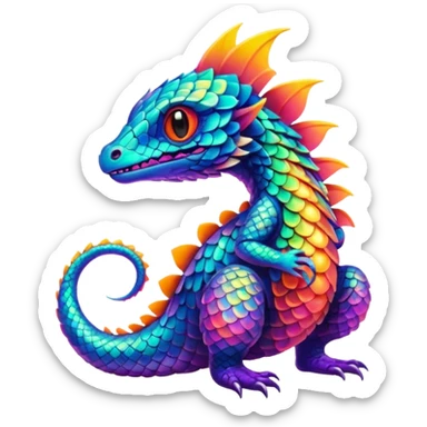 An exotic neon colorful unique bizarre eccentric Fakémon-creature sticker