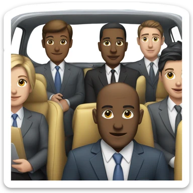 office workers in a taxi cab sticker