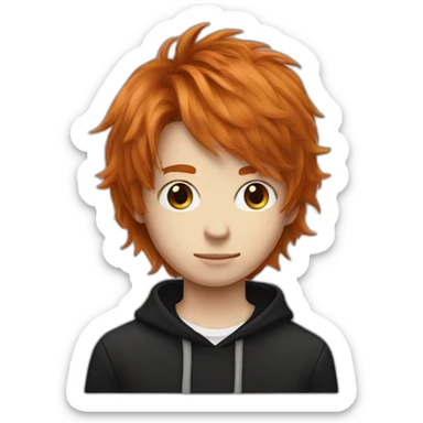 realistic emo boy choppy ginger hair side bangs sticker