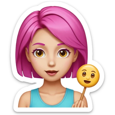 v-line face, candy hair, slim and small woman, emoji with various emotions sticker