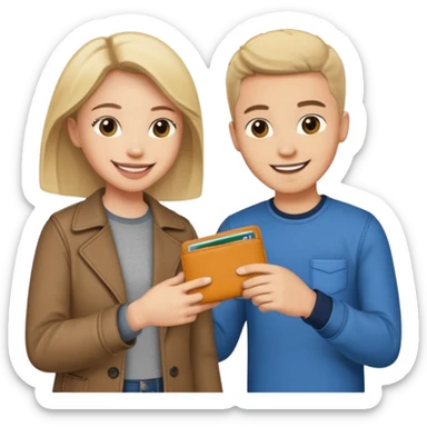 persona devolviendo billetera a otra persona sticker