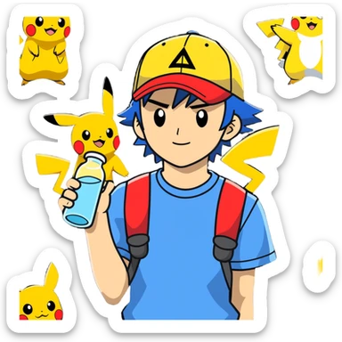 21 yo Handsome Ash Ketchum using a bong with picachu and other pokemon  sticker