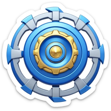 A blue Beyblade with 3 pointed blades like Victory Valtryek sticker