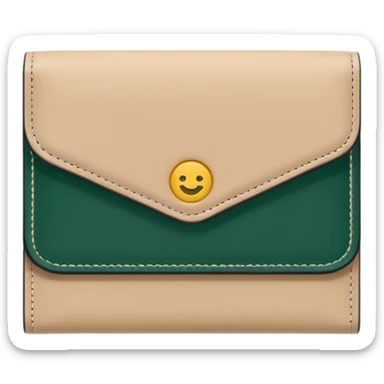 clean minimalist light beige wallet with dark green bills visible, emoji style sticker