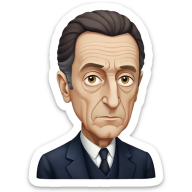 headshot of Maurice Merleau-Ponty, French philosopher, serious expression, no glasses sticker