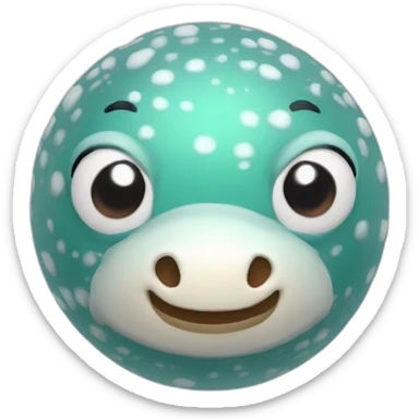 3d sphere with a cartoon frog snow Horse skin texture with calm eyes sticker