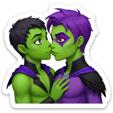Beast boy kiss raven sticker