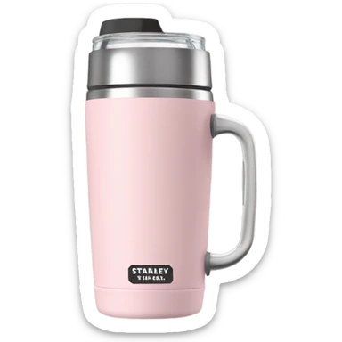 Light pink 40oz Stanley tumbler with handle sticker