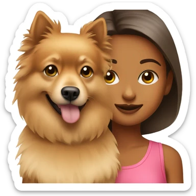 Young tanned girl with Pomeranian sticker