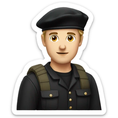 caucasian french man wearing a black beret  sticker