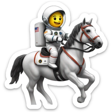 Astronaut riding on back of horse sticker