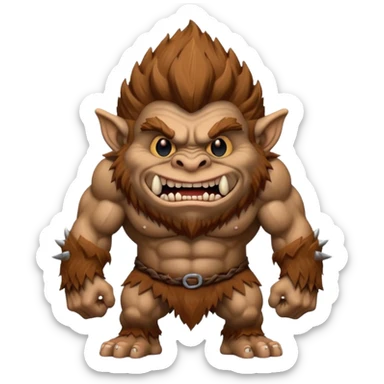 3d style hairy brown troll sticker