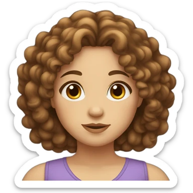 Chubby girl with brown curly hair and brown eyes sticker