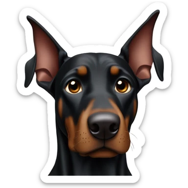 Black Doberman one ear cropped up one ear floppy not cropped sticker