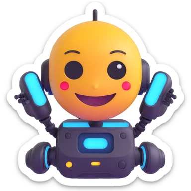 AI emoji inspired by malatang, a bowl of spicy Chinese hot pot with digital or robotic elements, friendly and futuristic, glowing accents sticker