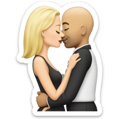 Bald man kissing blonde woman sticker