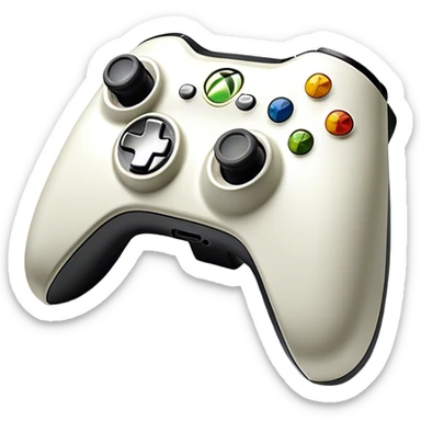 Clash of Clans aesthetic: Cinematic Playful Xbox 360 Console Portrait Emoji, rendered in a 3D vector-style similar to standard emojis with minimal shading and bold, simplified shapes. A compact, distinct form with signature details, softly glowing with a modern gaming energy charm. Simplified yet unmistakably iconic, highly detailed and consistent, glowing with a soft radiance and high shine. Stylized with a touch of next-gen innovation and a soft glowing outline, capturing the essence of a beloved gaming relic with a friendly, playful manner! sticker