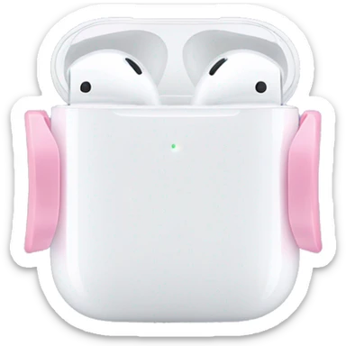 White AirPod max with light pink ribbons on each side sticker