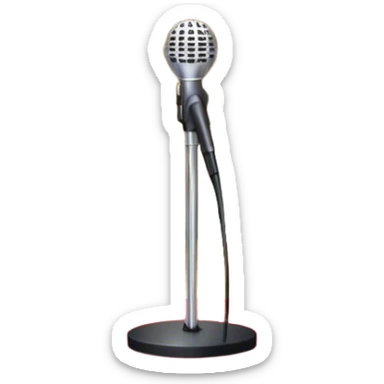Create a glamorous and vibrant emoji that represents pop or stage vocal performance. The design should feature an empty stage with concert lighting. Include elements like an iconic stage microphone with a sparkling, rhinestone-studded microphone stand, set on a red carpet, a celebratory firework display in the background and a ribbon of musical notes flowing around the scene to symbolize the performance's energy. Use bright colors like gold, red, and silver to emphasize the excitement and glitz of the pop vocal world. The background should be transparent. sticker