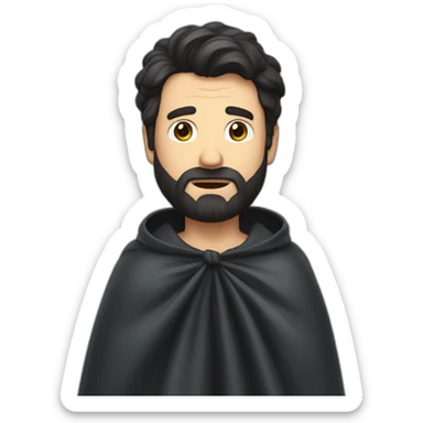 dark hair bearded man throwing his cape over his shoulder in shame sticker