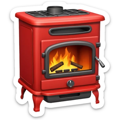 red wood burning stove sticker