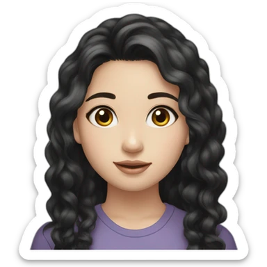 Beautiful girl,Black hair,wavy hair，long hair,White skin,oval face,big eyes,Blackeyes,Chinese sticker