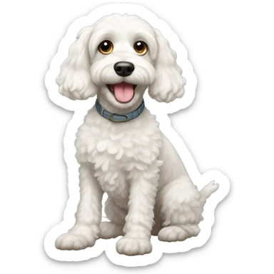 White cockapoo dog sticker