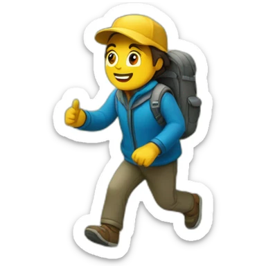 viendo y caminando en la montaña sticker