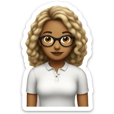 Girl with black glasses Puerto Rican and urly hair sticker